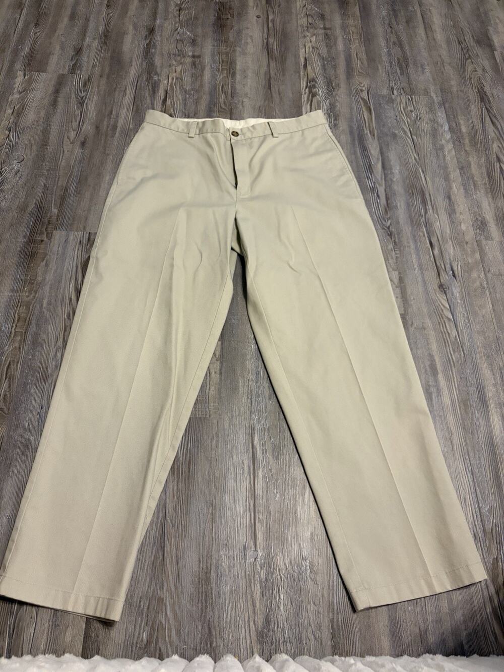 L.L.Bean Natural Fit Chino Pants Men’s 34x30 Khaki Beige Cotton Flat Front